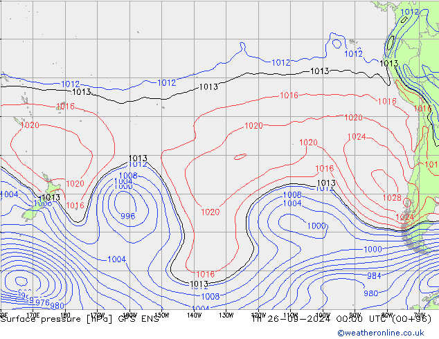 Pressione al suolo GFS ENS gio 26.09.2024 00 UTC