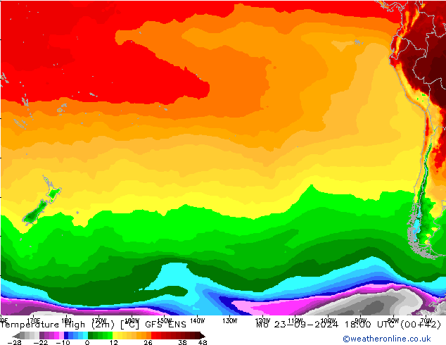 Höchstwerte (2m) GFS ENS Mo 23.09.2024 18 UTC