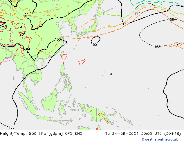 Hoogte/Temp. 850 hPa GFS ENS di 24.09.2024 00 UTC