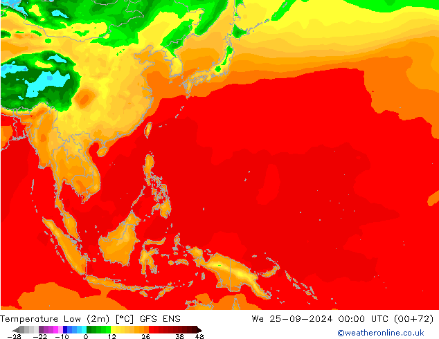 Temp. minima (2m) GFS ENS mer 25.09.2024 00 UTC