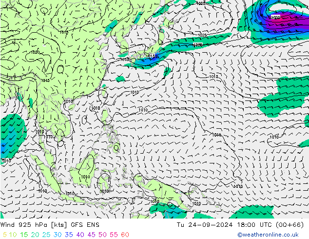 Wind 925 hPa GFS ENS Tu 24.09.2024 18 UTC