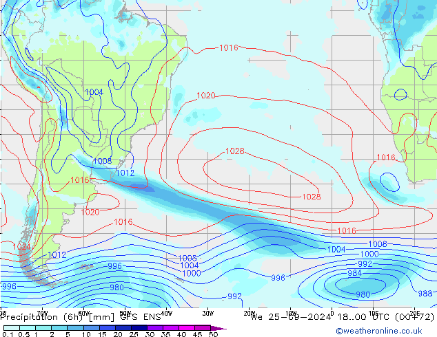 Precipitação (6h) GFS ENS Qua 25.09.2024 00 UTC