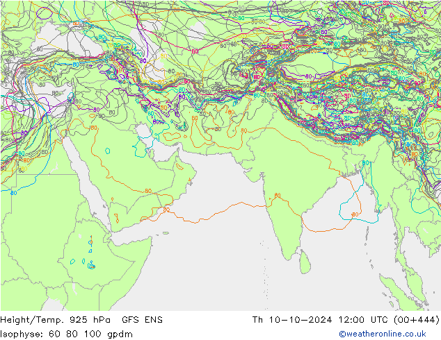 Height/Temp. 925 hPa GFS ENS Th 10.10.2024 12 UTC