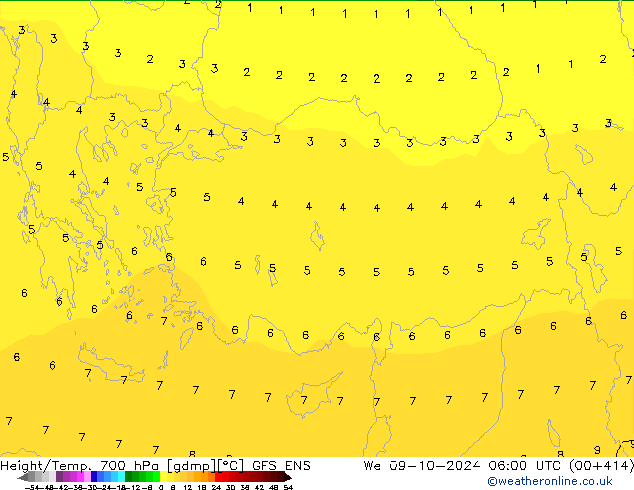 Height/Temp. 700 гПа GFS ENS ср 09.10.2024 06 UTC