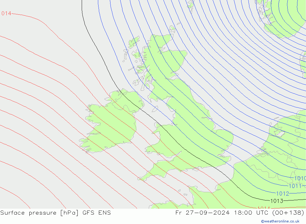 Surface pressure GFS ENS Fr 27.09.2024 18 UTC