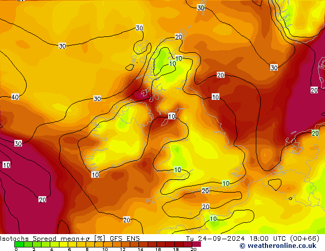 Isotachs Spread GFS ENS Tu 24.09.2024 18 UTC