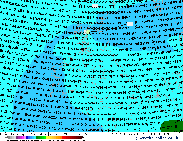 Height/Temp. 500 hPa GFS ENS So 22.09.2024 12 UTC