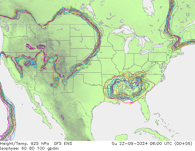 Height/Temp. 925 hPa GFS ENS So 22.09.2024 06 UTC