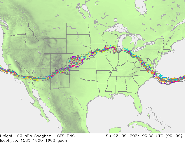 Height 100 hPa Spaghetti GFS ENS Dom 22.09.2024 00 UTC