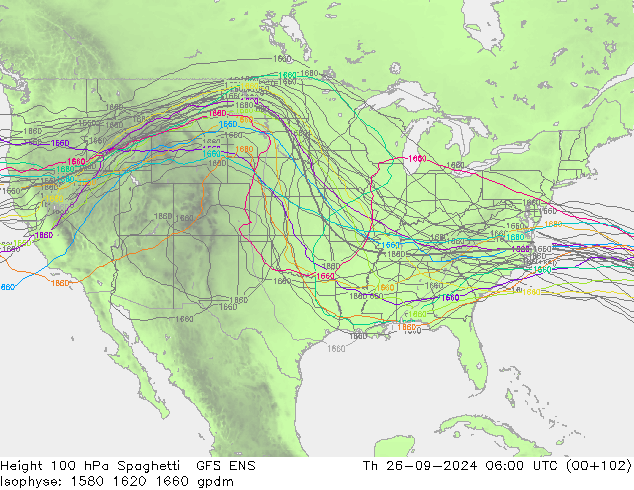 Height 100 hPa Spaghetti GFS ENS Th 26.09.2024 06 UTC