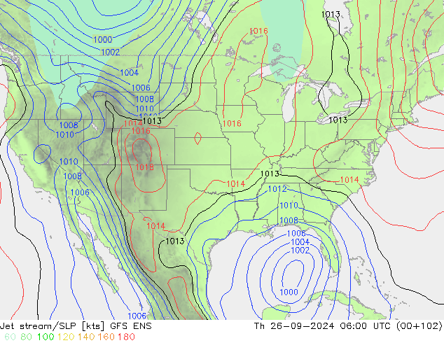 Jet stream/SLP GFS ENS Th 26.09.2024 06 UTC