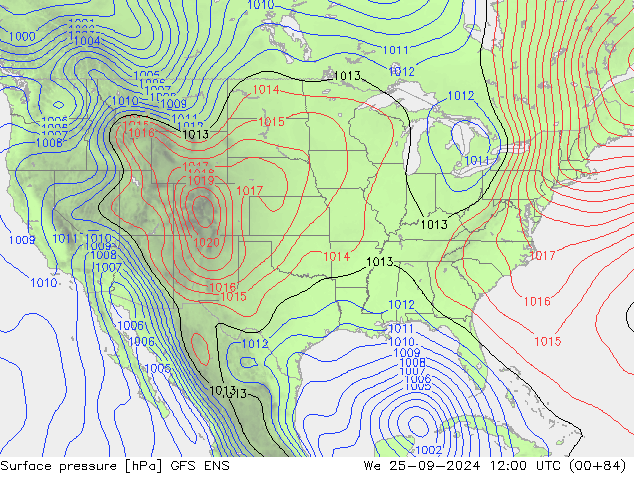 Pressione al suolo GFS ENS mer 25.09.2024 12 UTC