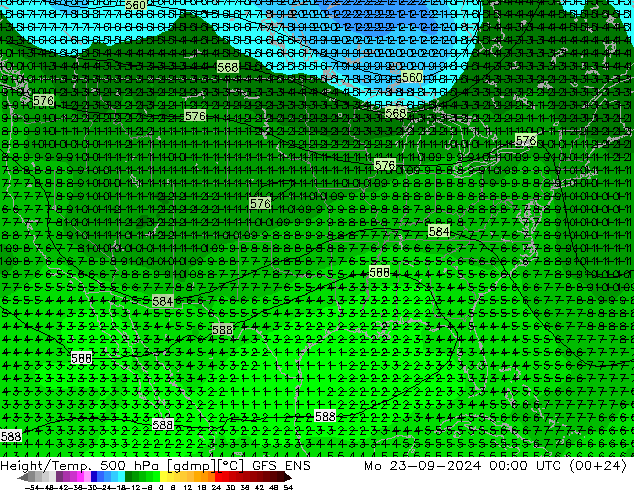 Hoogte/Temp. 500 hPa GFS ENS ma 23.09.2024 00 UTC