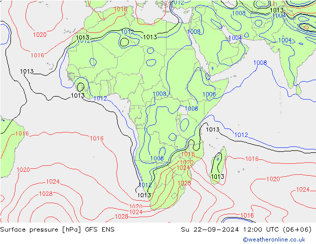 Surface pressure GFS ENS Su 22.09.2024 12 UTC