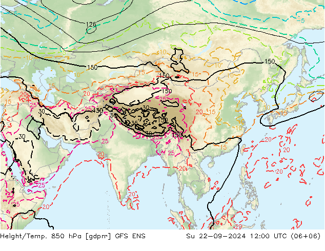 Height/Temp. 850 hPa GFS ENS dom 22.09.2024 12 UTC