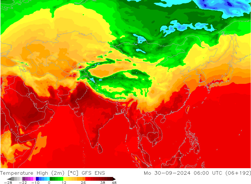 Höchstwerte (2m) GFS ENS Mo 30.09.2024 06 UTC