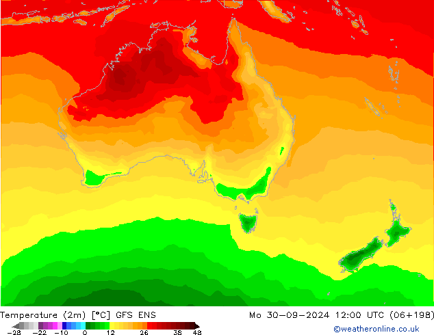 Temperaturkarte (2m) GFS ENS Mo 30.09.2024 12 UTC