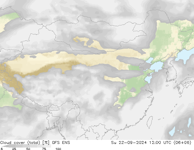 Bewolking (Totaal) GFS ENS zo 22.09.2024 12 UTC