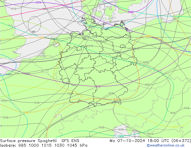 Bodendruck Spaghetti GFS ENS Mo 07.10.2024 18 UTC