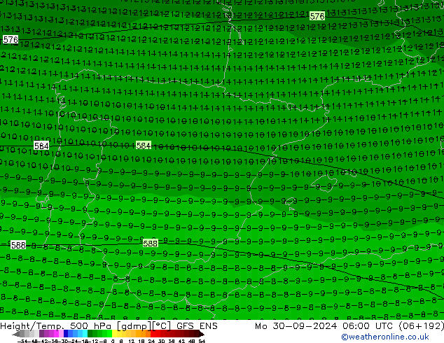 Height/Temp. 500 hPa GFS ENS Po 30.09.2024 06 UTC