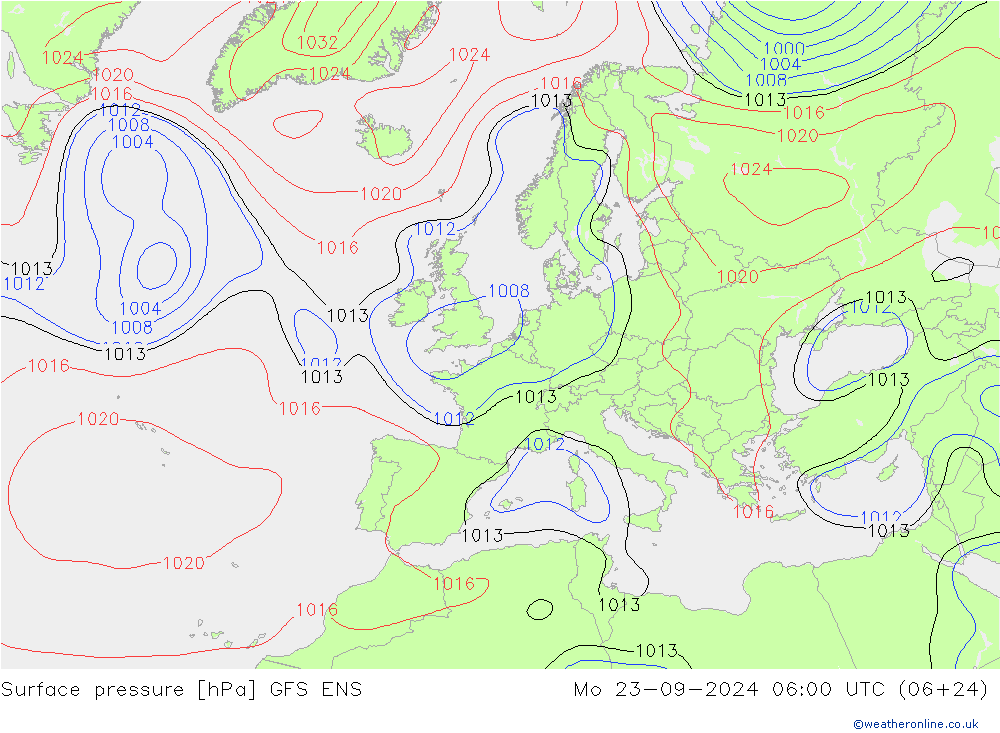 Atmosférický tlak GFS ENS Po 23.09.2024 06 UTC