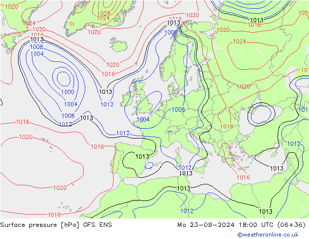 Surface pressure GFS ENS Mo 23.09.2024 18 UTC