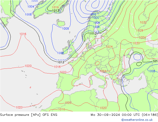 地面气压 GFS ENS 星期一 30.09.2024 00 UTC