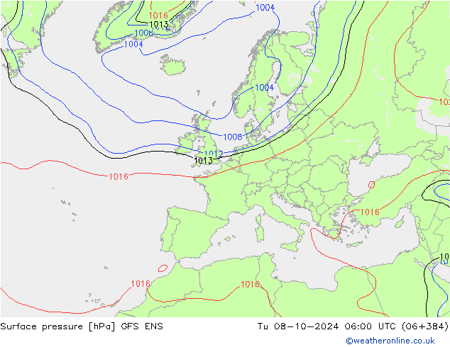 Bodendruck GFS ENS Di 08.10.2024 06 UTC