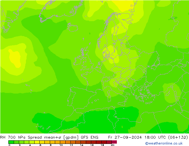 RH 700 hPa Spread GFS ENS Fr 27.09.2024 18 UTC