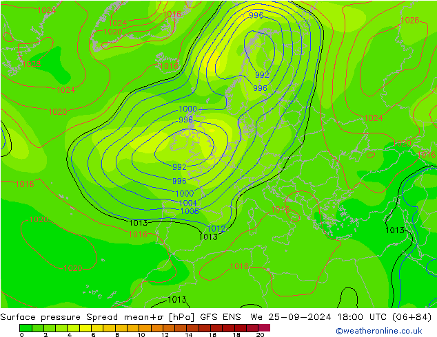 Bodendruck Spread GFS ENS Mi 25.09.2024 18 UTC