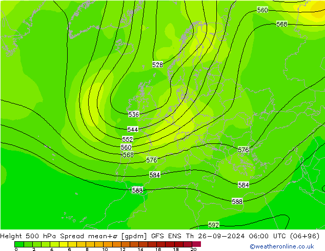 Height 500 hPa Spread GFS ENS Do 26.09.2024 06 UTC