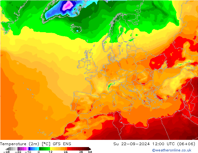 温度图 GFS ENS 星期日 22.09.2024 12 UTC