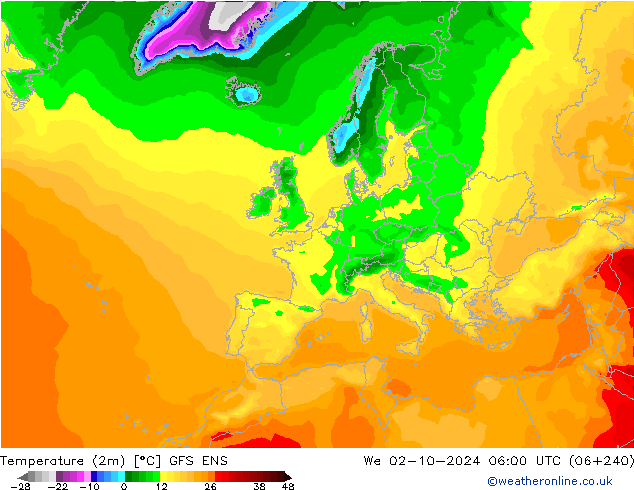 Temperaturkarte (2m) GFS ENS Mi 02.10.2024 06 UTC