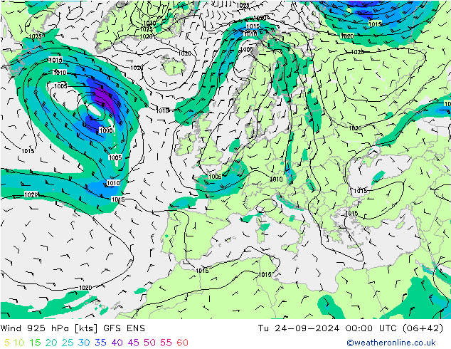 Wind 925 hPa GFS ENS Di 24.09.2024 00 UTC