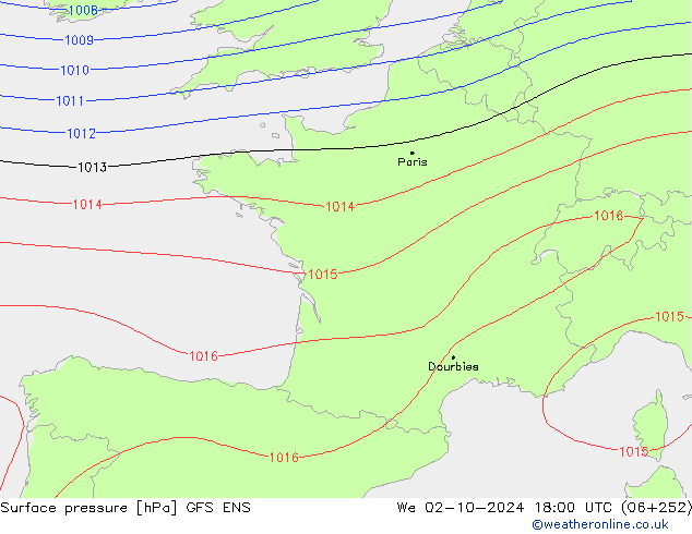 Surface pressure GFS ENS We 02.10.2024 18 UTC