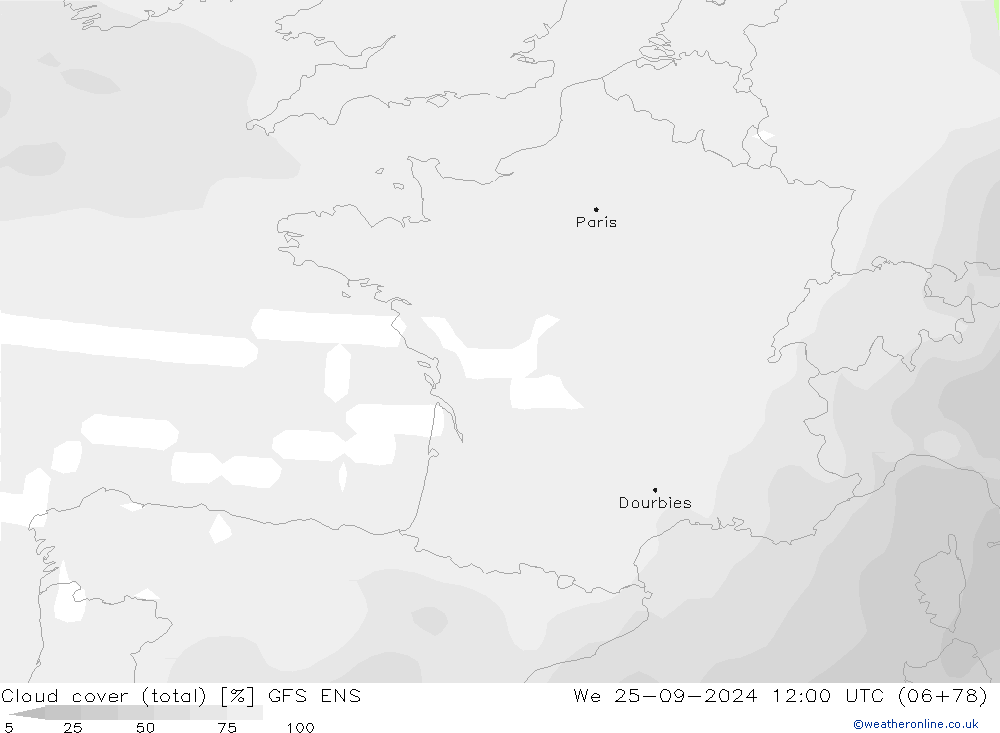 nuvens (total) GFS ENS Qua 25.09.2024 12 UTC