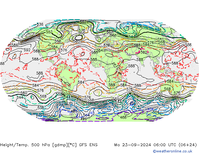 Height/Temp. 500 hPa GFS ENS Mo 23.09.2024 06 UTC