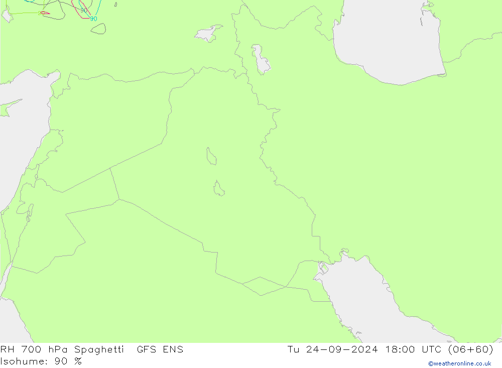 RV 700 hPa Spaghetti GFS ENS di 24.09.2024 18 UTC