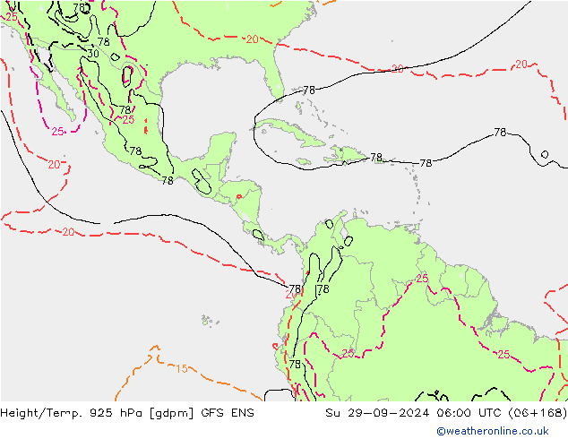 Height/Temp. 925 hPa GFS ENS So 29.09.2024 06 UTC