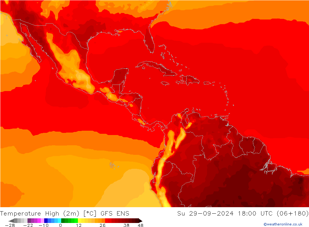 Темпер. макс 2т GFS ENS Вс 29.09.2024 18 UTC