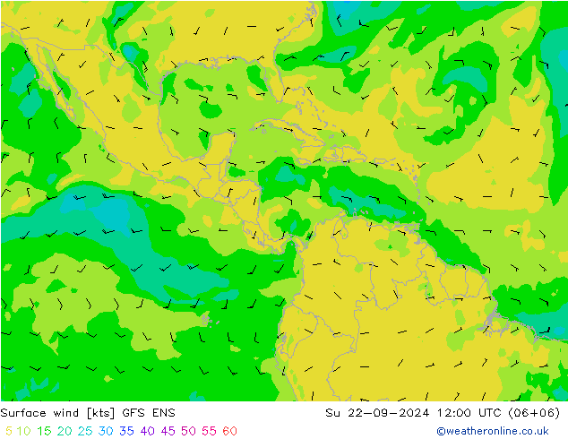 Vento 10 m GFS ENS dom 22.09.2024 12 UTC