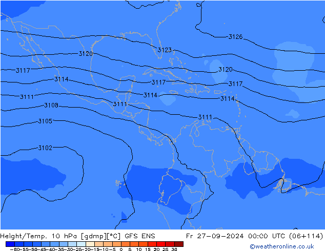 Height/Temp. 10 hPa GFS ENS ven 27.09.2024 00 UTC