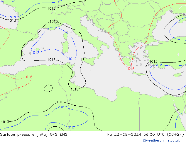 приземное давление GFS ENS пн 23.09.2024 06 UTC