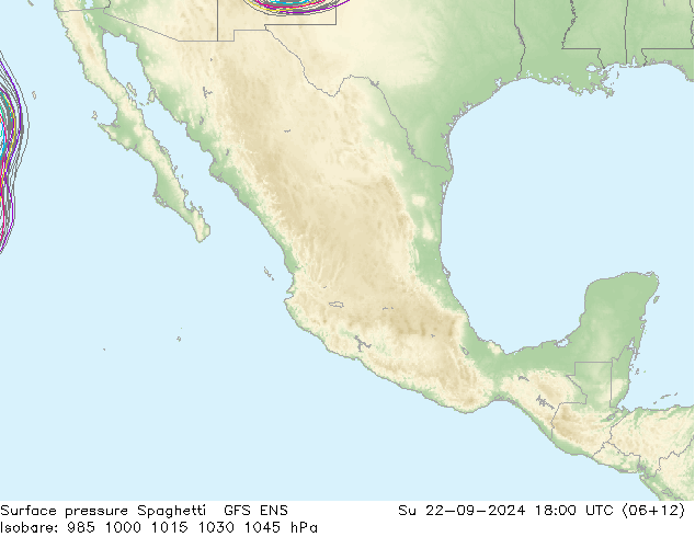 Presión superficial Spaghetti GFS ENS dom 22.09.2024 18 UTC