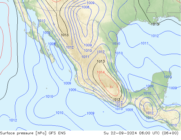 Presión superficial GFS ENS dom 22.09.2024 06 UTC