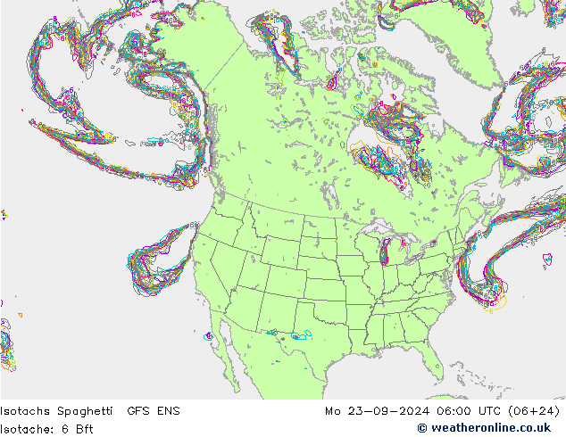 Isotachen Spaghetti GFS ENS Mo 23.09.2024 06 UTC