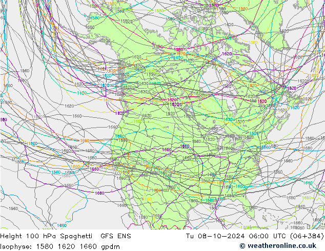 Geop. 100 hPa Spaghetti GFS ENS mar 08.10.2024 06 UTC