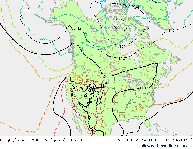 Yükseklik/Sıc. 850 hPa GFS ENS Cts 28.09.2024 18 UTC