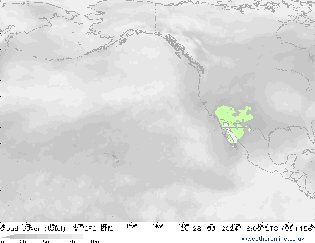 Cloud cover (total) GFS ENS So 28.09.2024 18 UTC