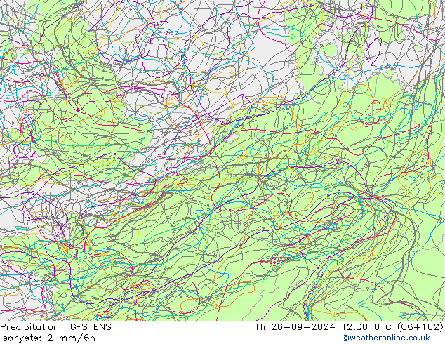 Neerslag GFS ENS do 26.09.2024 12 UTC